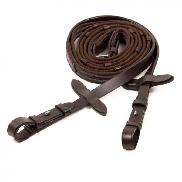 Schockemohle Sports Rubber Grip Web Reins - Brown/Silver Schockemohle Sports Rubber Grip Web Reins - Brown/Silver -Equestrian Gear 449289 800 auto