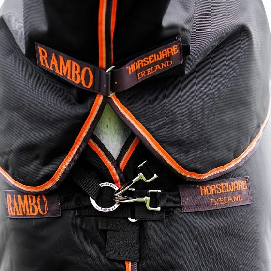 Rambo Supreme 200g 1680D Turnout Blanket - Black/Orange/Tan/Brown Rambo Supreme 200g 1680D Turnout Blanket - Black/Orange/Tan/Brown -Equestrian Gear 463272 800 auto