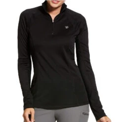 Ariat Women's Sunstopper 2.0 1/4 Zip Base Layer - Black