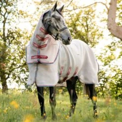 Rambo Protector Fly Sheet With Disc Front Closure - Oatmeal/Cherry, Peach & Blue