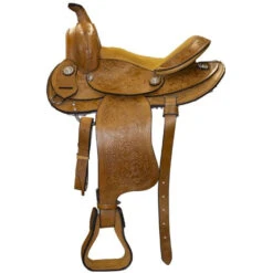 Tooled Leather Pony Trail Saddle 12"- Tan