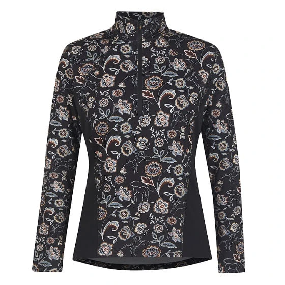 Kerrits Women's Up Tempo Fleece Long Sleeve - Black Winter Bloom Kerrits Women's Up Tempo Fleece Long Sleeve - Black Winter Bloom -Equestrian Gear 471761 800 auto