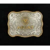 Ariat Men's Logo Scalloped Rope Edge Belt Buckle - Silver/Gold
