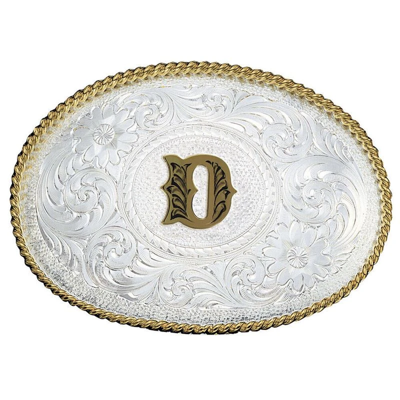 Montana Silversmiths Initial D Silver Engraved Gold Trim Western Belt Buckle (700D) Montana Silversmiths Initial D Silver Engraved Gold Trim Western Belt Buckle (700D) -Equestrian Gear 496980 800 auto